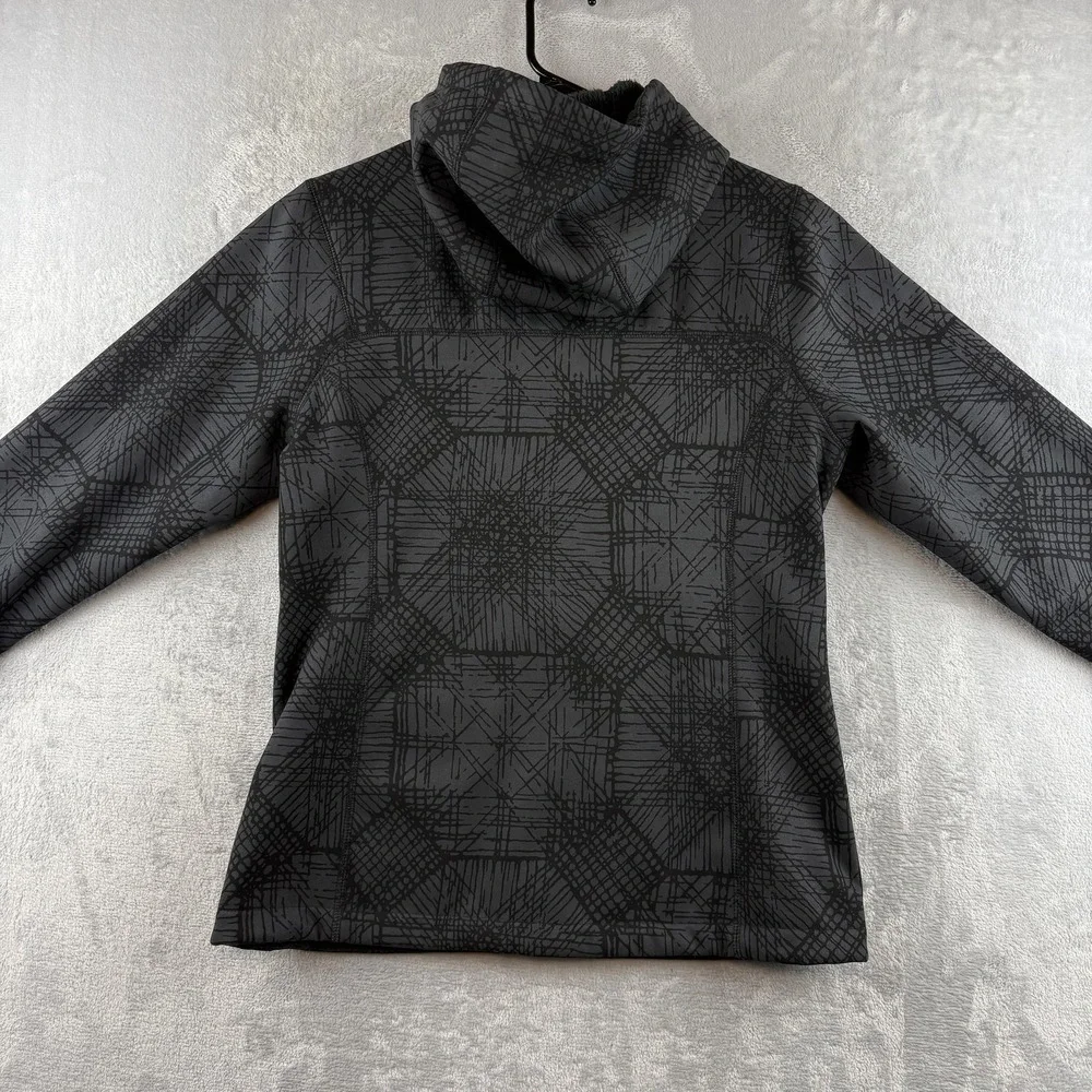 Nike ACG Jacket Womens Small Black/Gray Softshell Fleece Lined Hooded Geometric